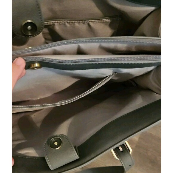 Laptop Bag Briefcase For Women Work Tote Leather Purse Gray Lots Of Pockets - Picture 16 of 16